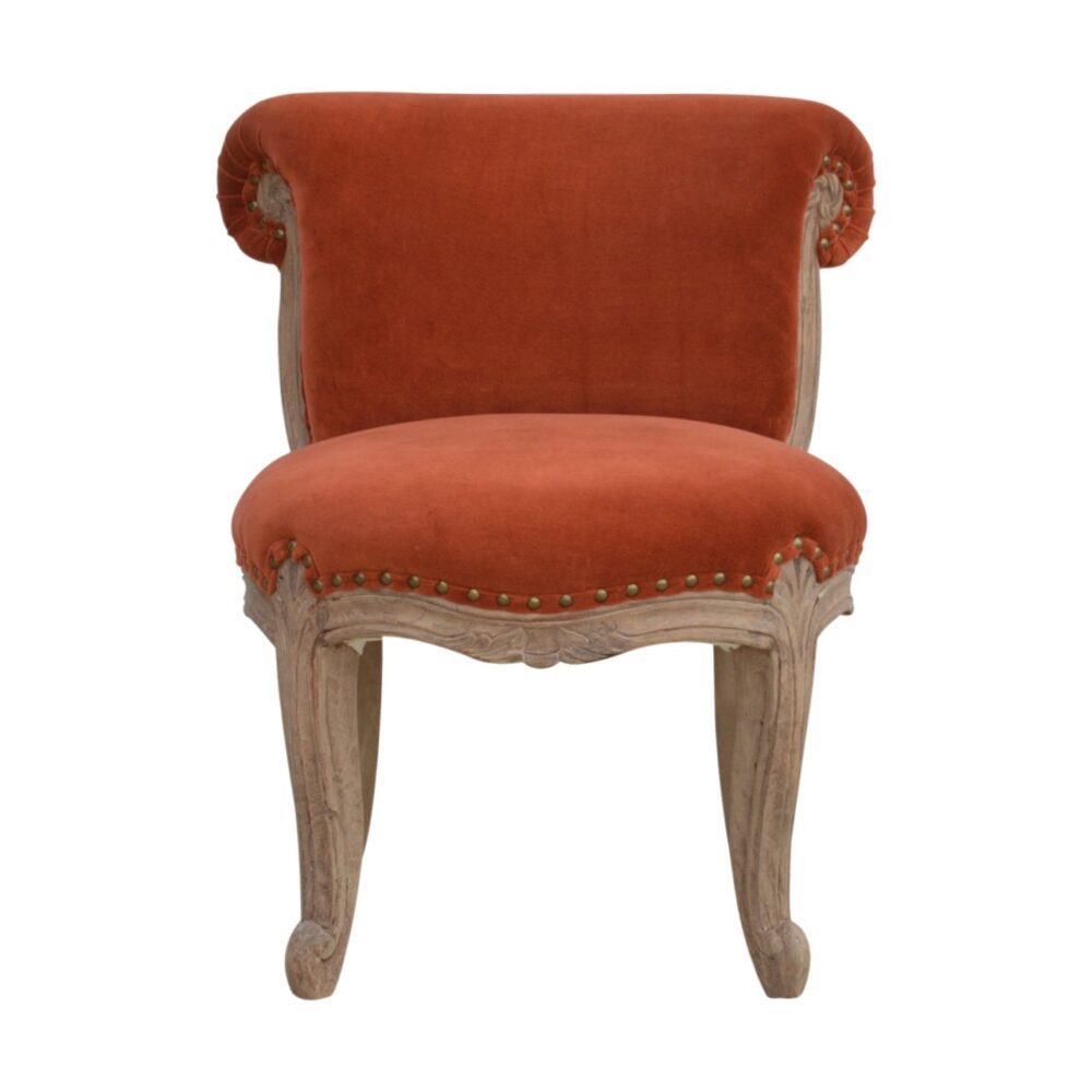 Brick Red Velvet Studded Chair - Image 4