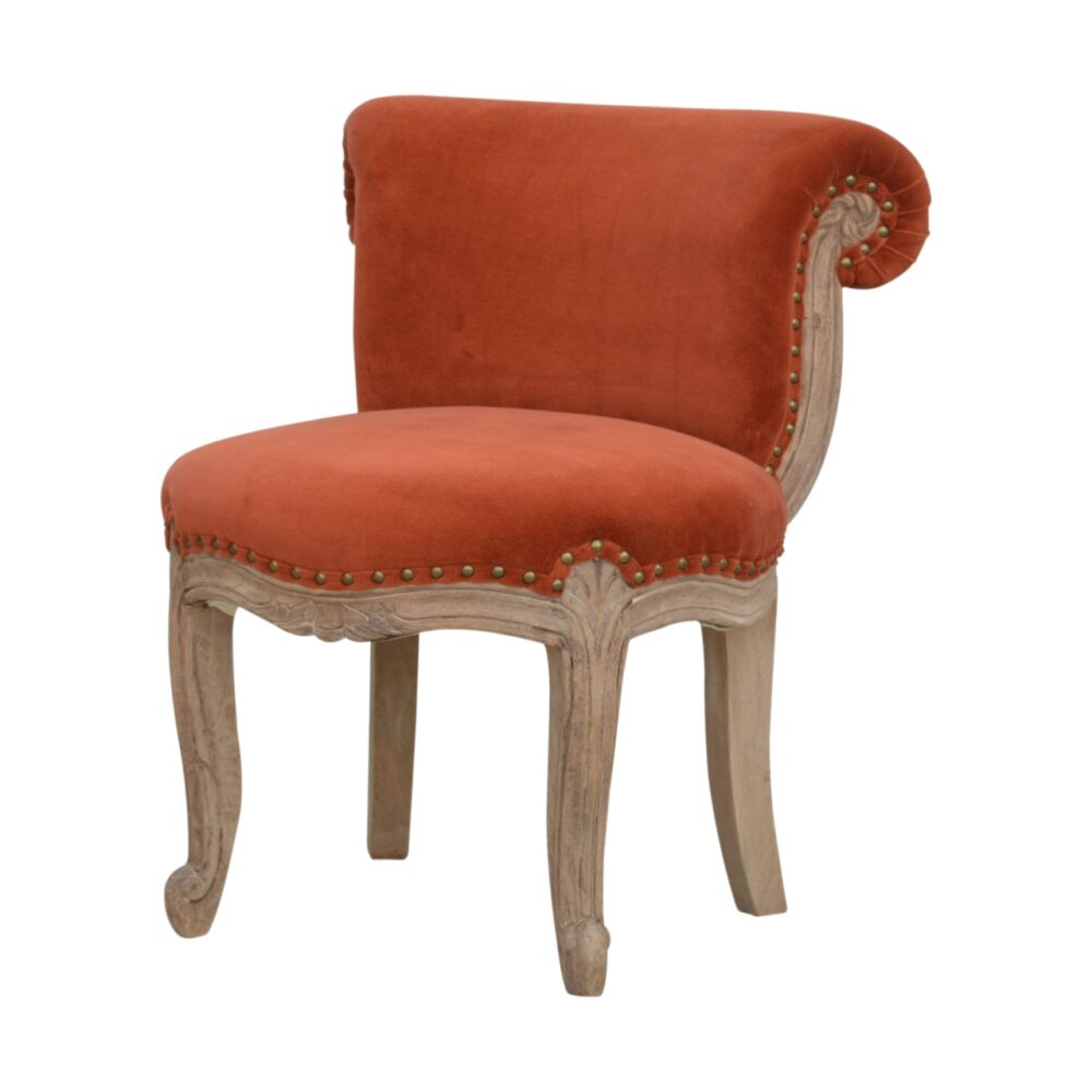 Brick Red Velvet Studded Chair - Image 5