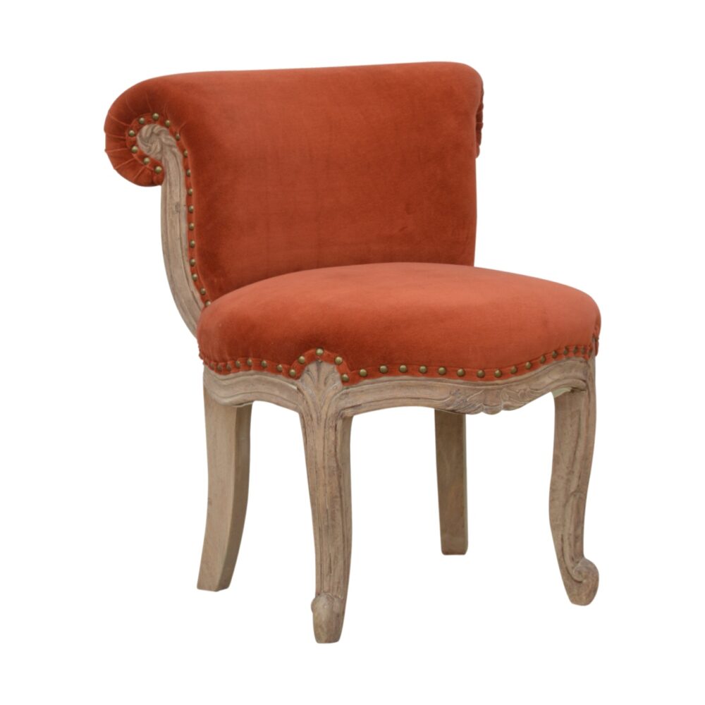 Brick Red Velvet Studded Chair - Image 6