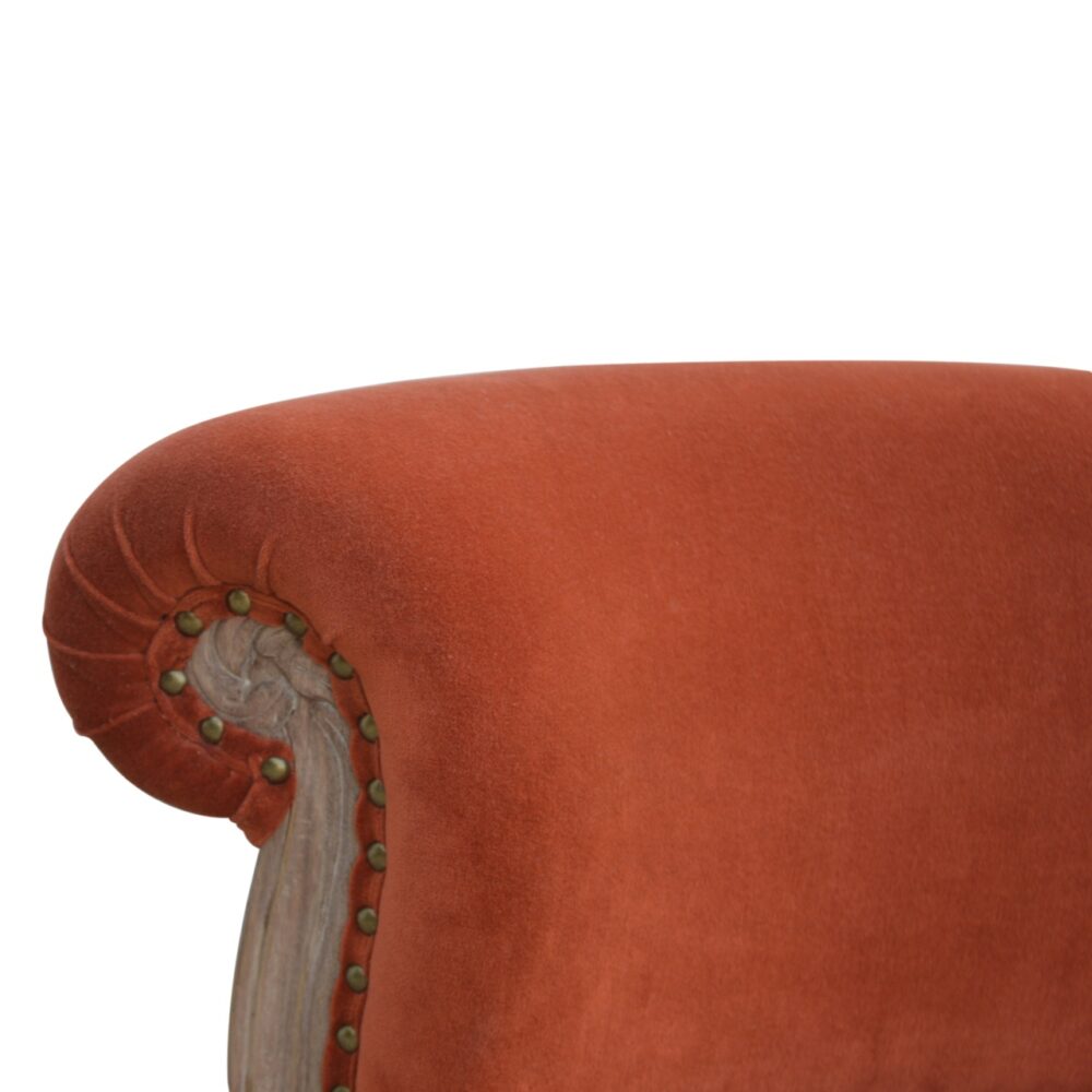 Brick Red Velvet Studded Chair - Image 11