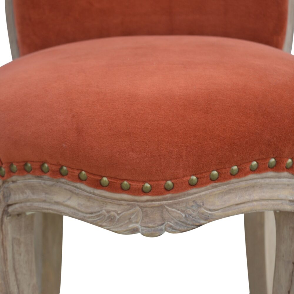 Brick Red Velvet Studded Chair - Image 10
