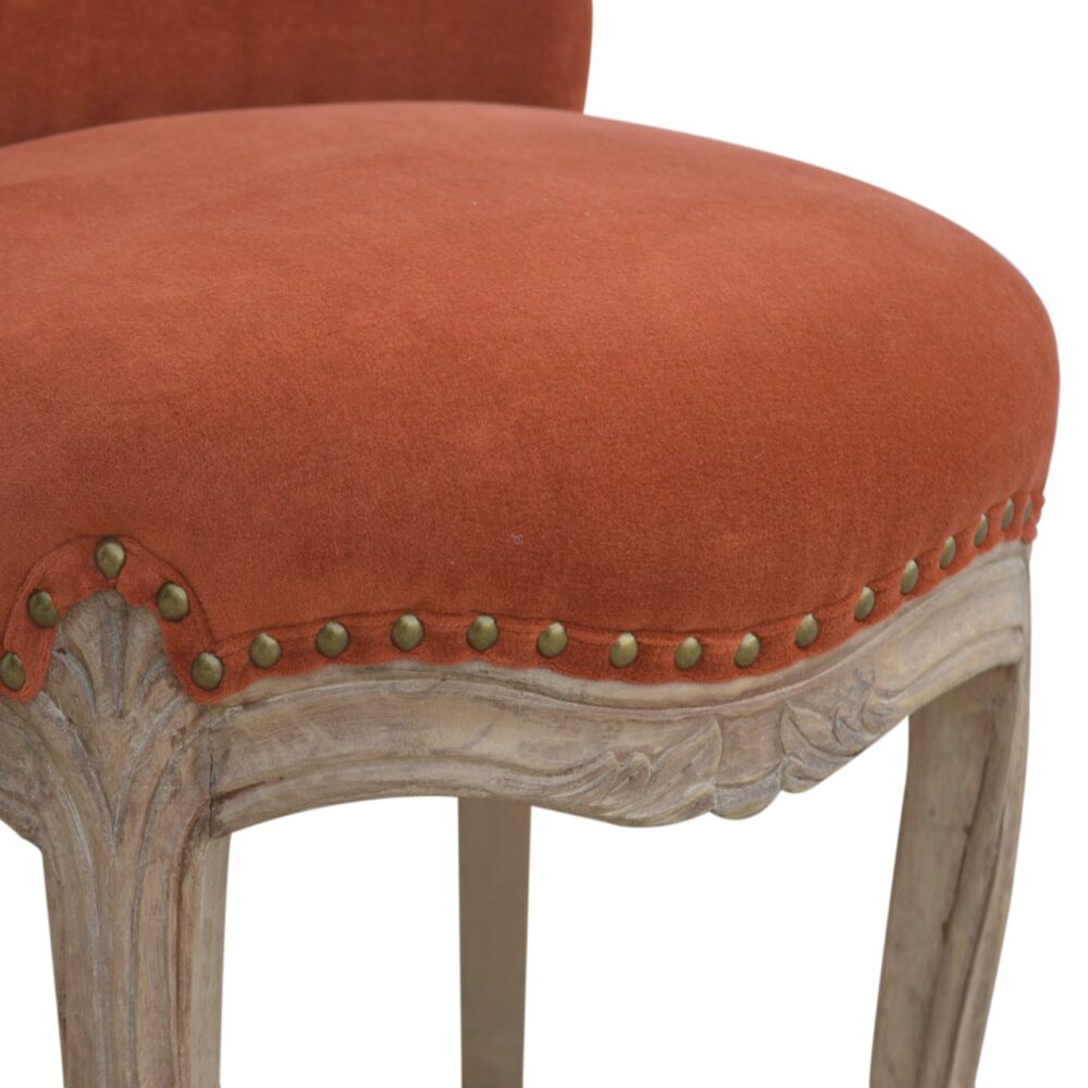 Brick Red Velvet Studded Chair - Image 7