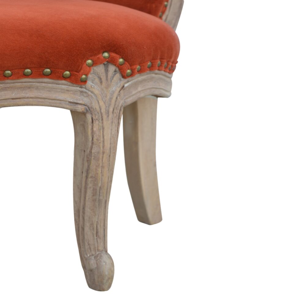 Brick Red Velvet Studded Chair - Image 9