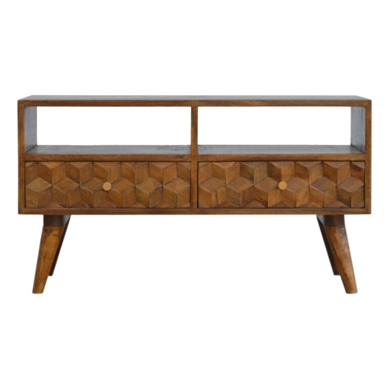 Chestnut Cube Carved TV Unit for resale