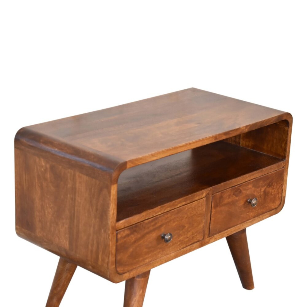 Mini Chestnut Curved Media Unit for resell