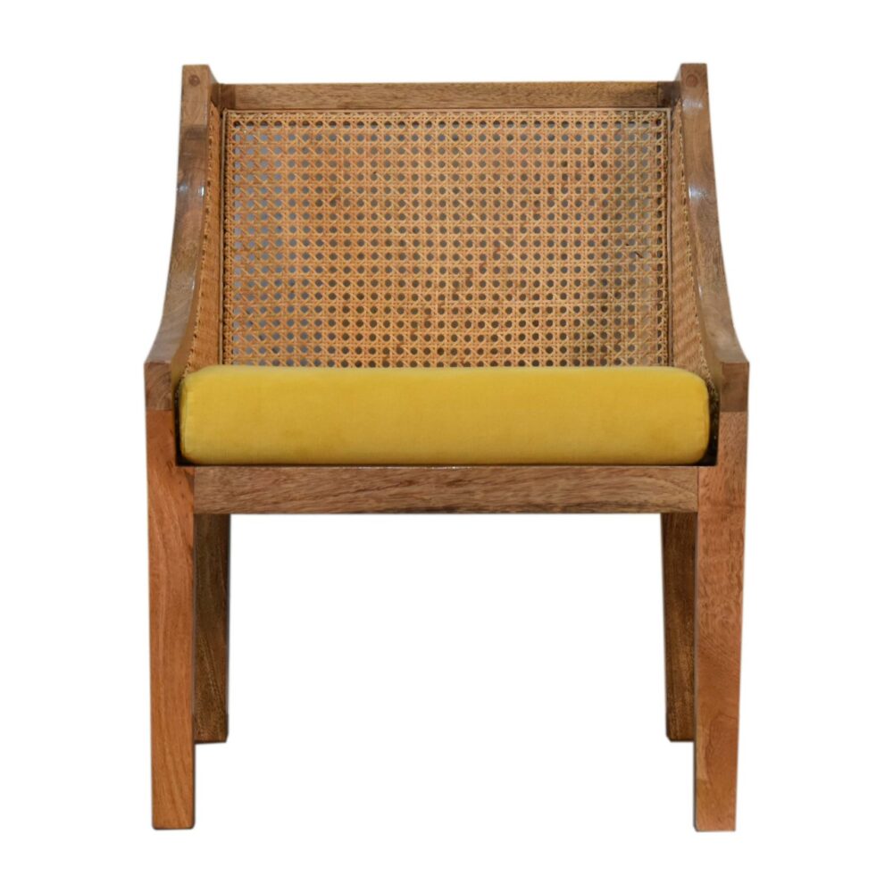 Mustard Cotton Velvet Rattan Chair wholesalers