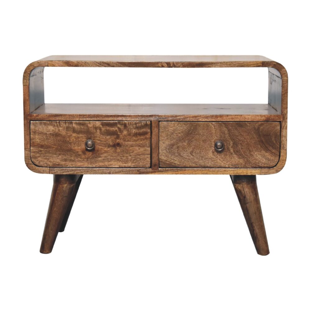 Mini Grey Washed Curved Media Unit - Image 2