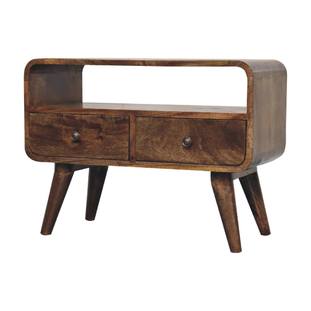 Mini Grey Washed Curved Media Unit - Image 3