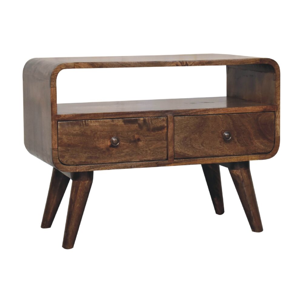 Mini Grey Washed Curved Media Unit - Image 4