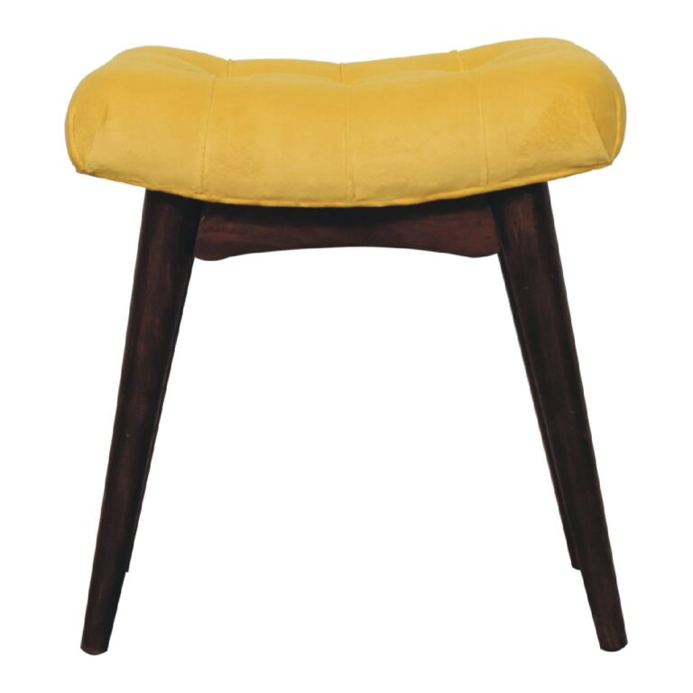Mini Mustard Cotton Velvet Curved Bench for resale
