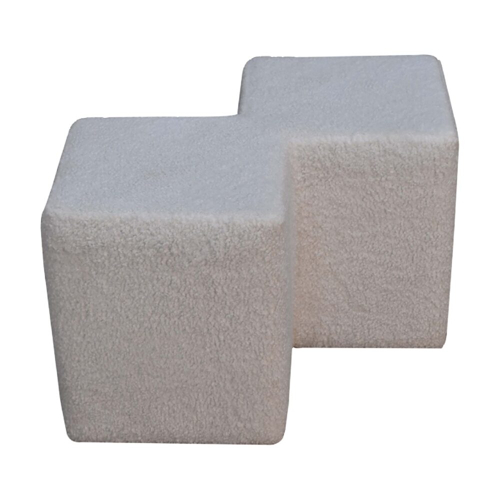 White Boucle Twin Footstool for reselling
