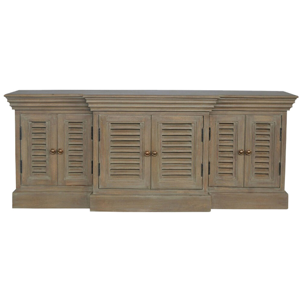 Grey Wash Shutter Style Cabinet TV Unit for resale