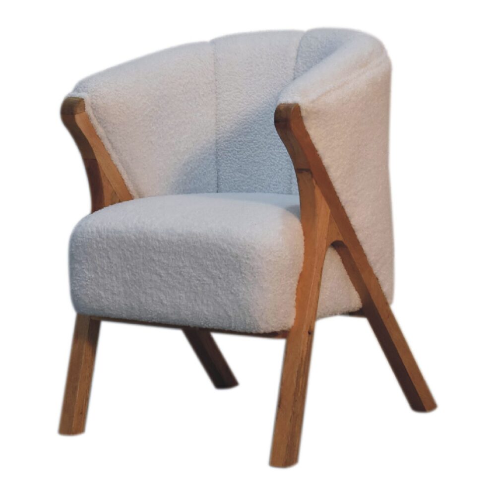 White Boucle Minimalistic Chair - Image 4