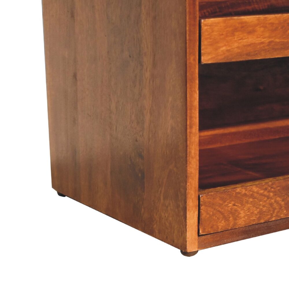 Buffalo Hide Pull out Chestnut Shoe Storage Bench - Image 8