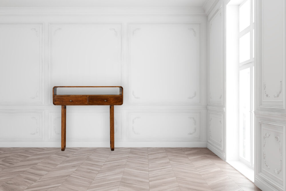 U-Curved Chestnut Console Table