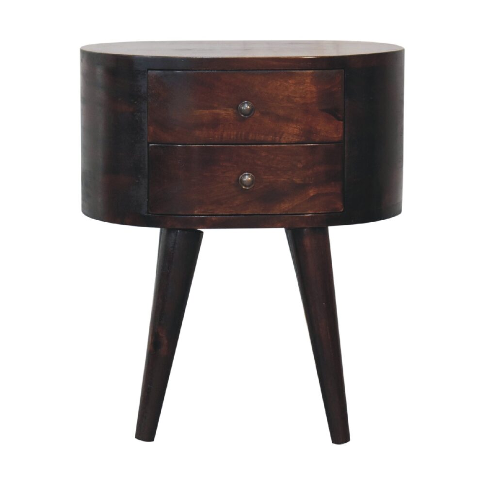 Light Walnut Rounded nightstand Table - Image 2