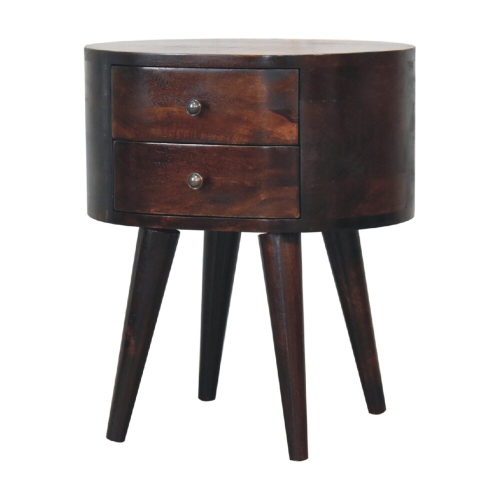 Light Walnut Rounded nightstand Table - Image 3