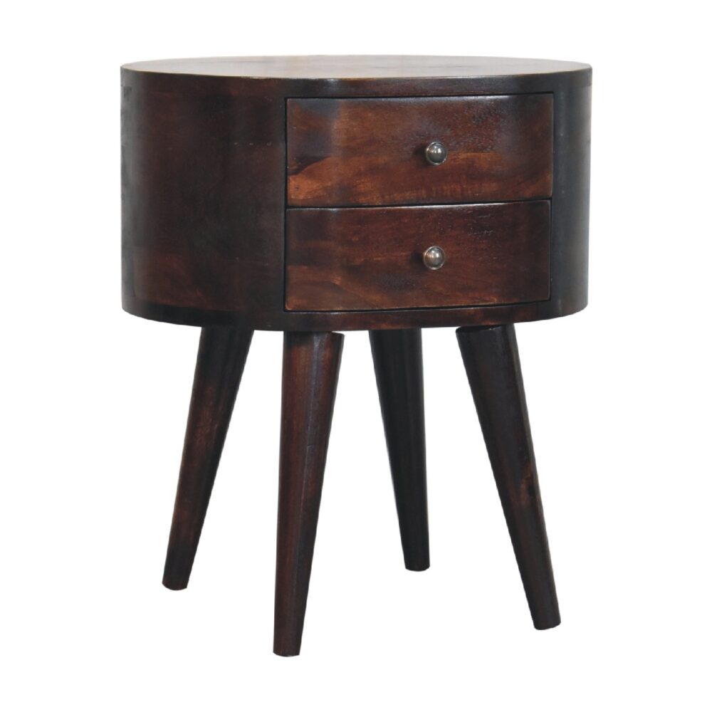 Light Walnut Rounded nightstand Table - Image 4