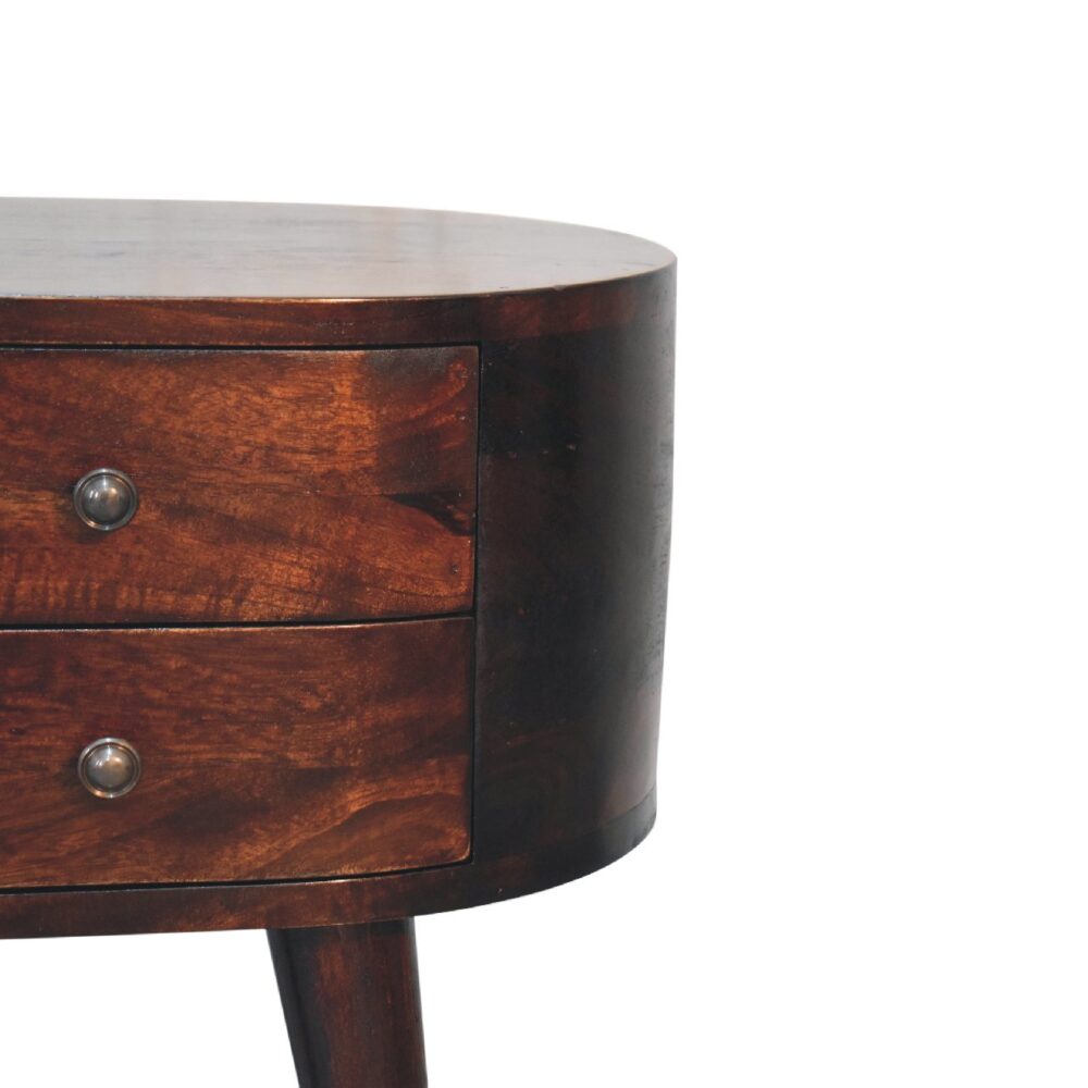 Light Walnut Rounded nightstand Table - Image 5