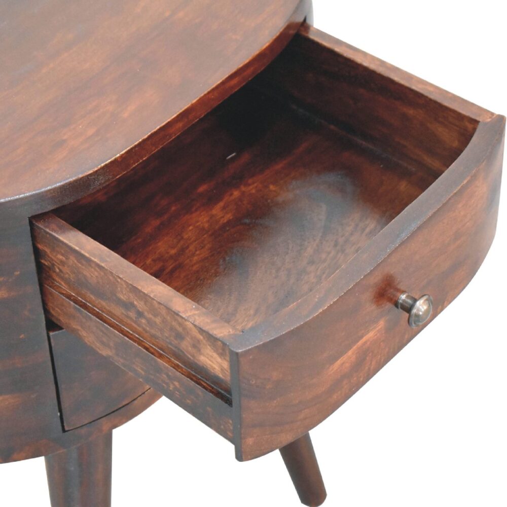 Light Walnut Rounded nightstand Table - Image 7