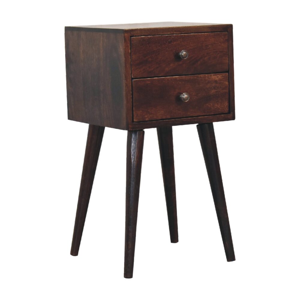 Mini 2 Drawer Light Walnut Nightstand - Image 3