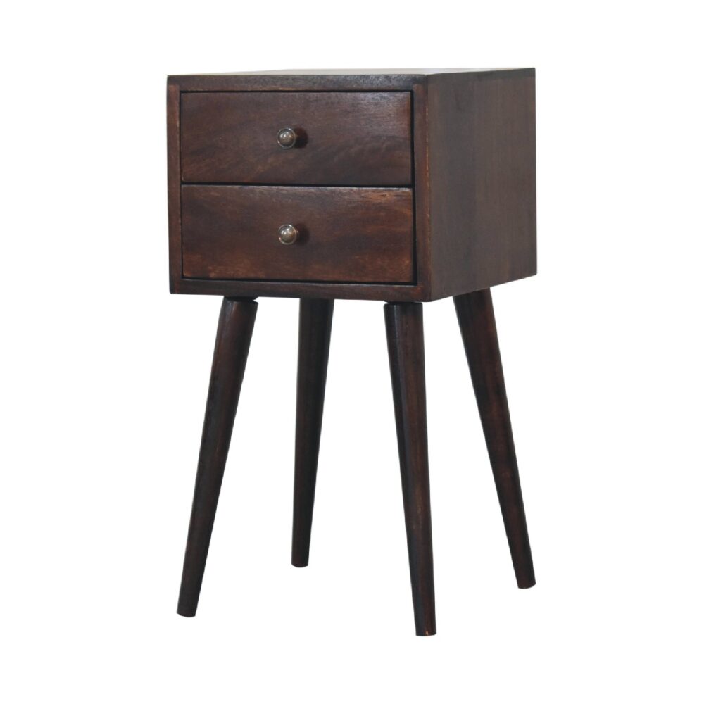 Mini 2 Drawer Light Walnut Nightstand - Image 4