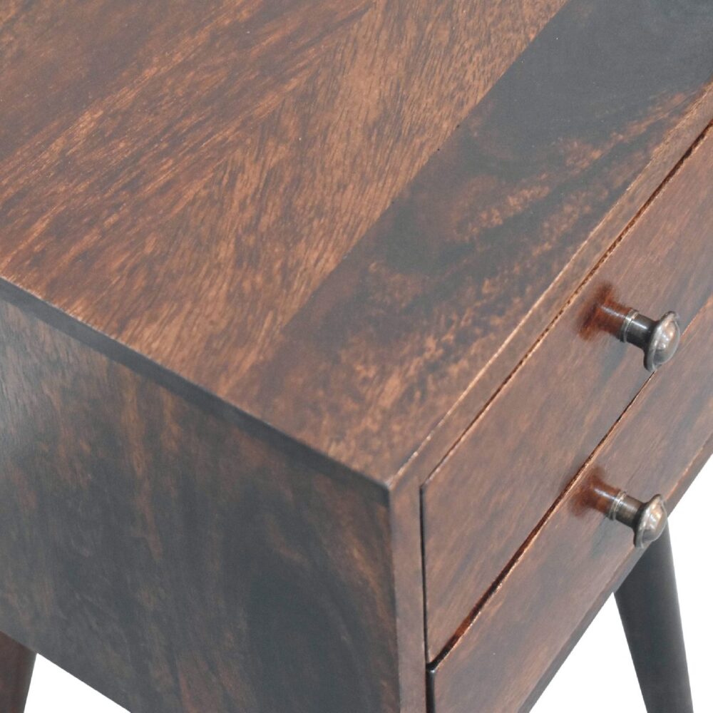 Mini 2 Drawer Light Walnut Nightstand - Image 6