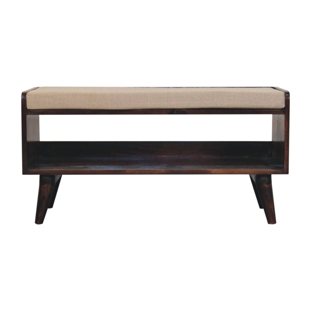 California Walnut bench with mud linen seat pad