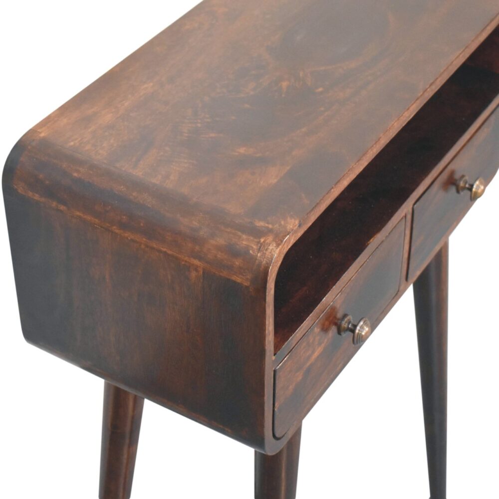 Mini California Walnut Curved Console Table - Image 5