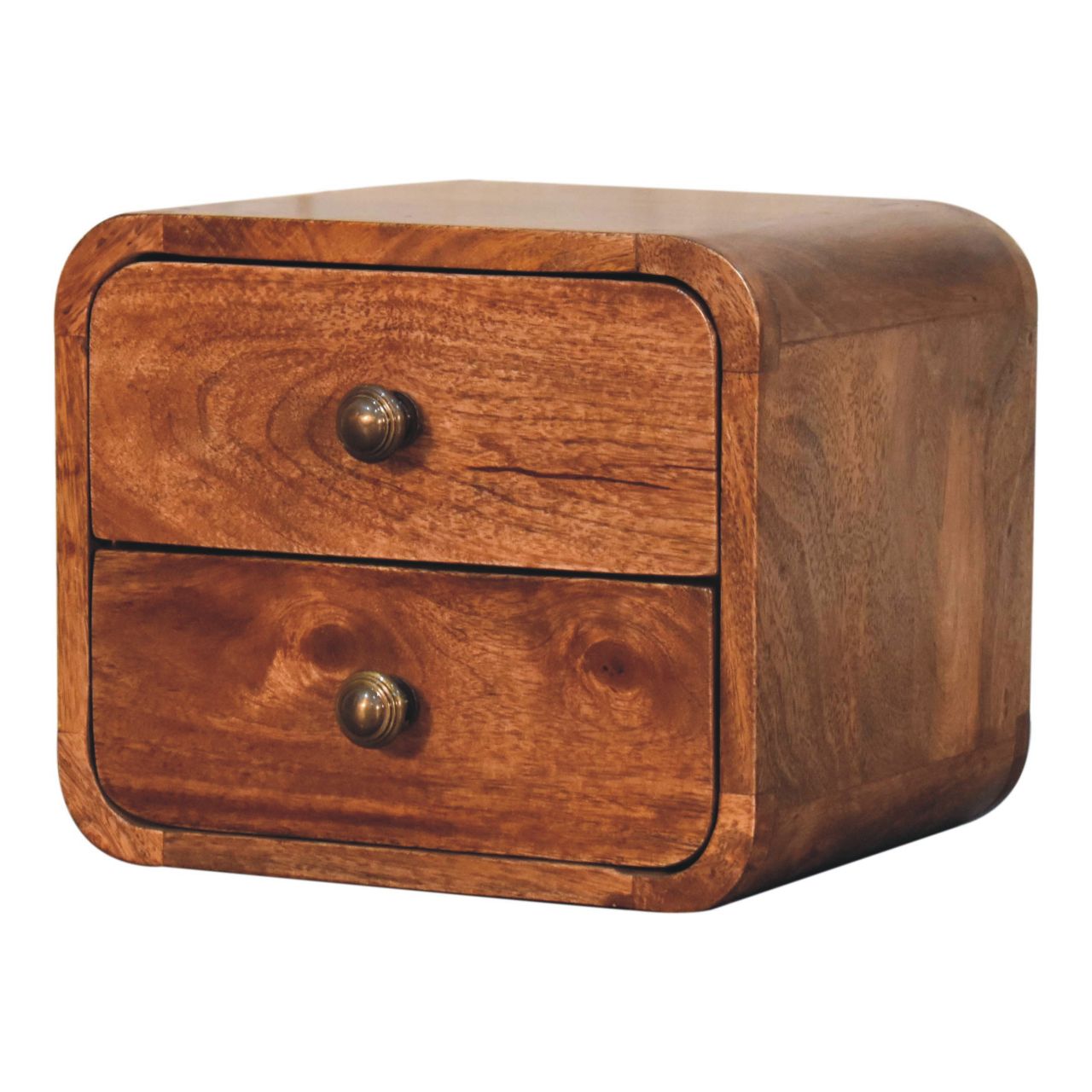 Mini Curved Honey Caramel Wall Mounted Bedside - Image 2