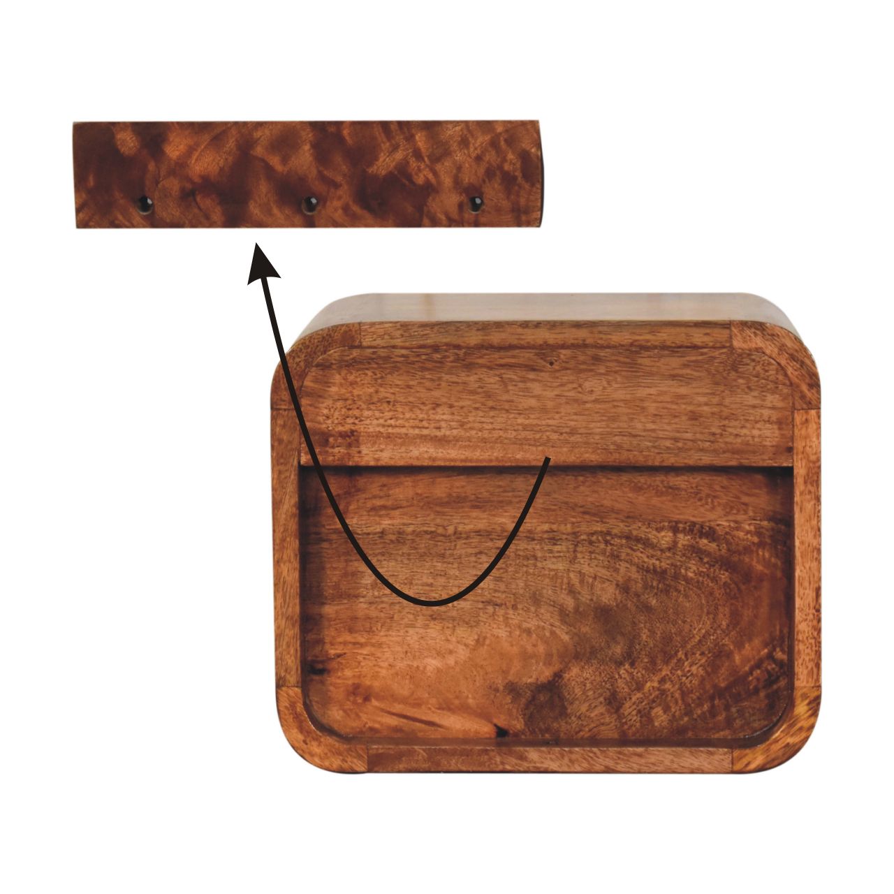 Mini Curved Honey Caramel Wall Mounted Bedside - Image 9