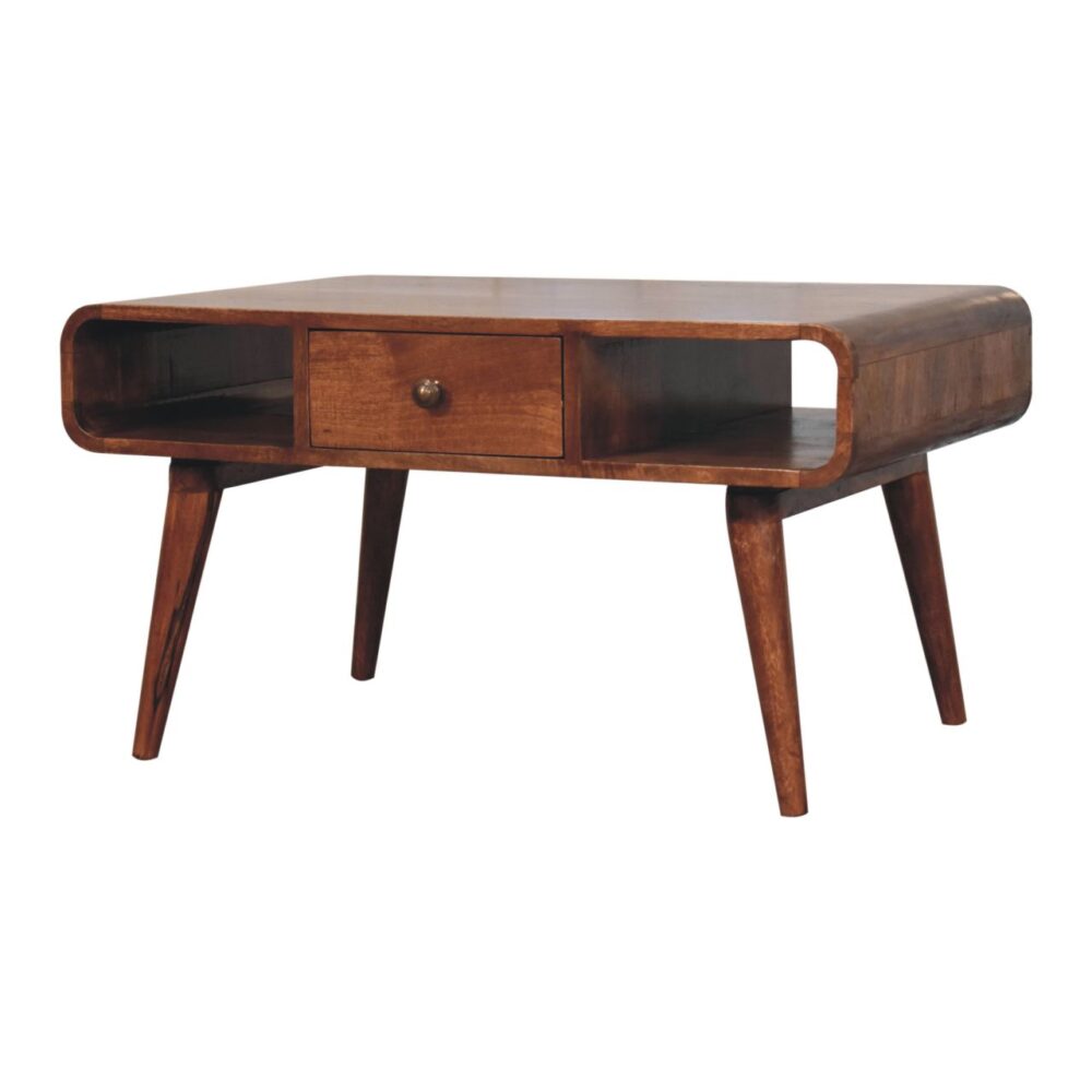 Curved Honey Caramel Coffee Table - Image 2