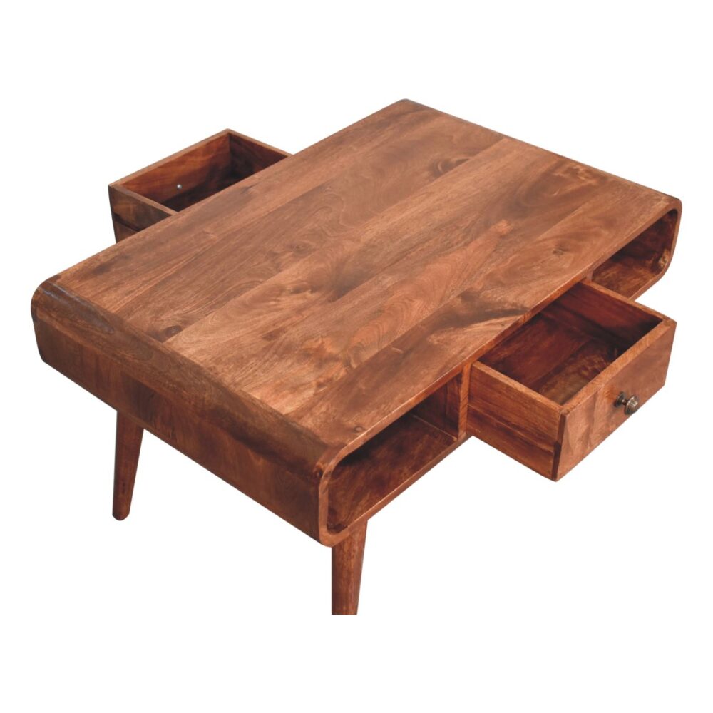 Curved Honey Caramel Coffee Table - Image 6