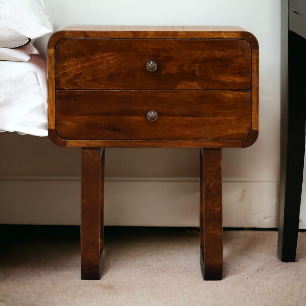 U-Curved Chestnut Nightstand - Image 11