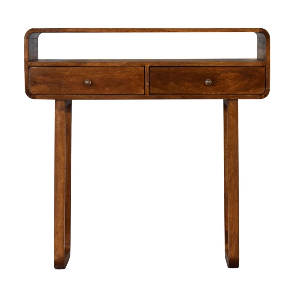 U-Curved Chestnut Console Table - Image 4