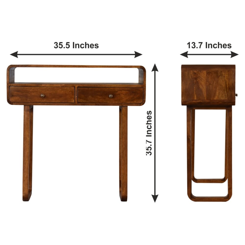 U-Curved Chestnut Console Table - Image 13