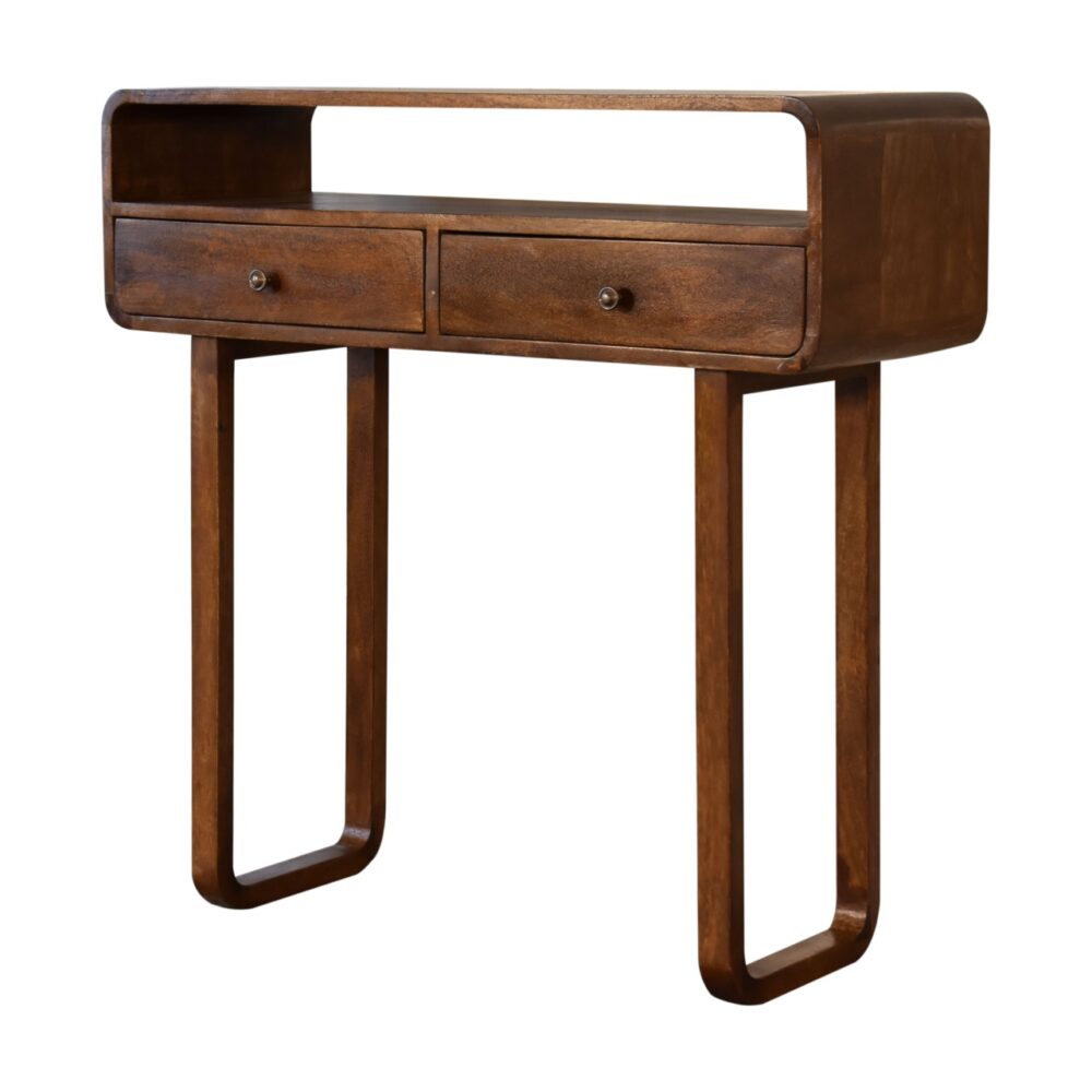 U-Curved Chestnut Console Table - Image 5