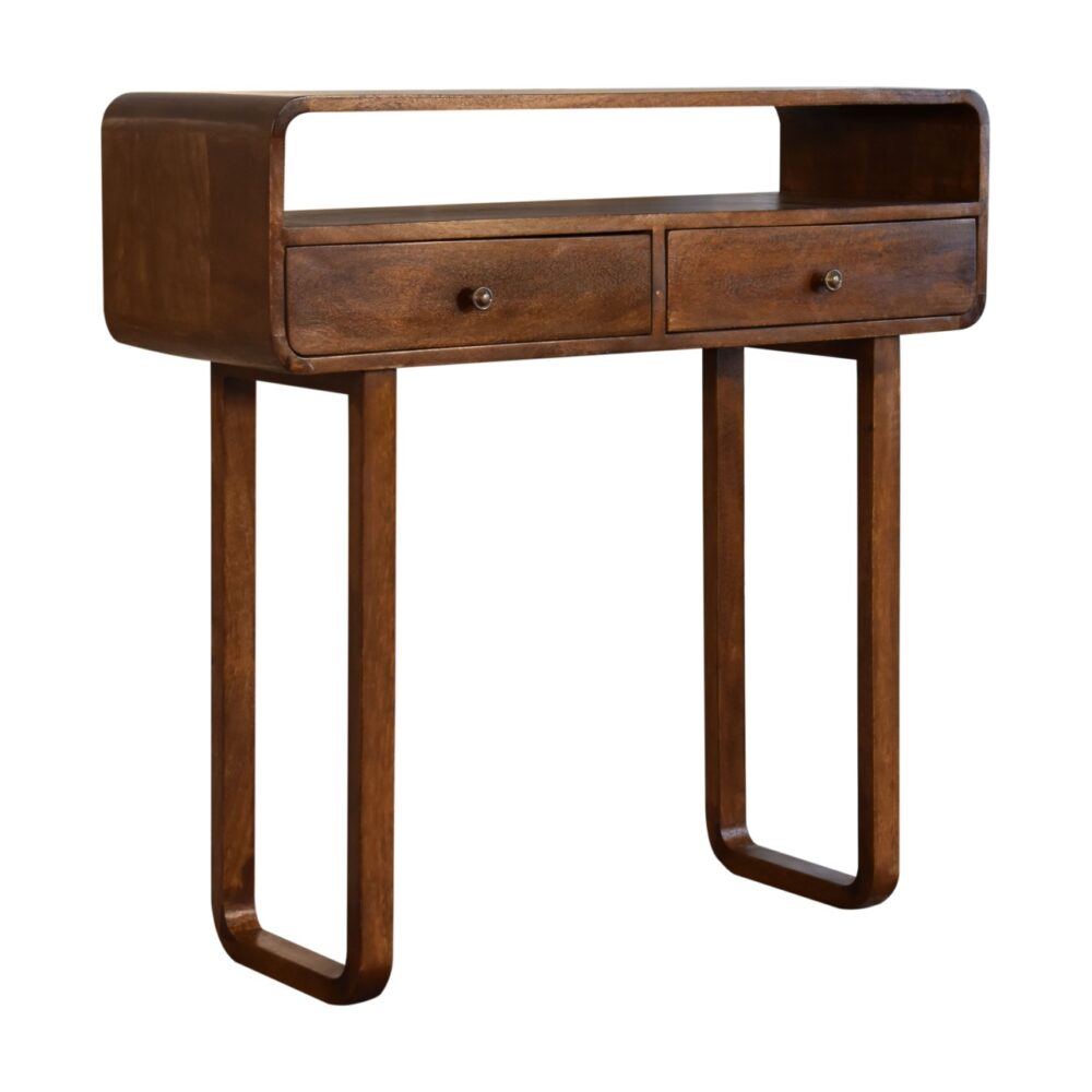 U-Curved Chestnut Console Table - Image 6