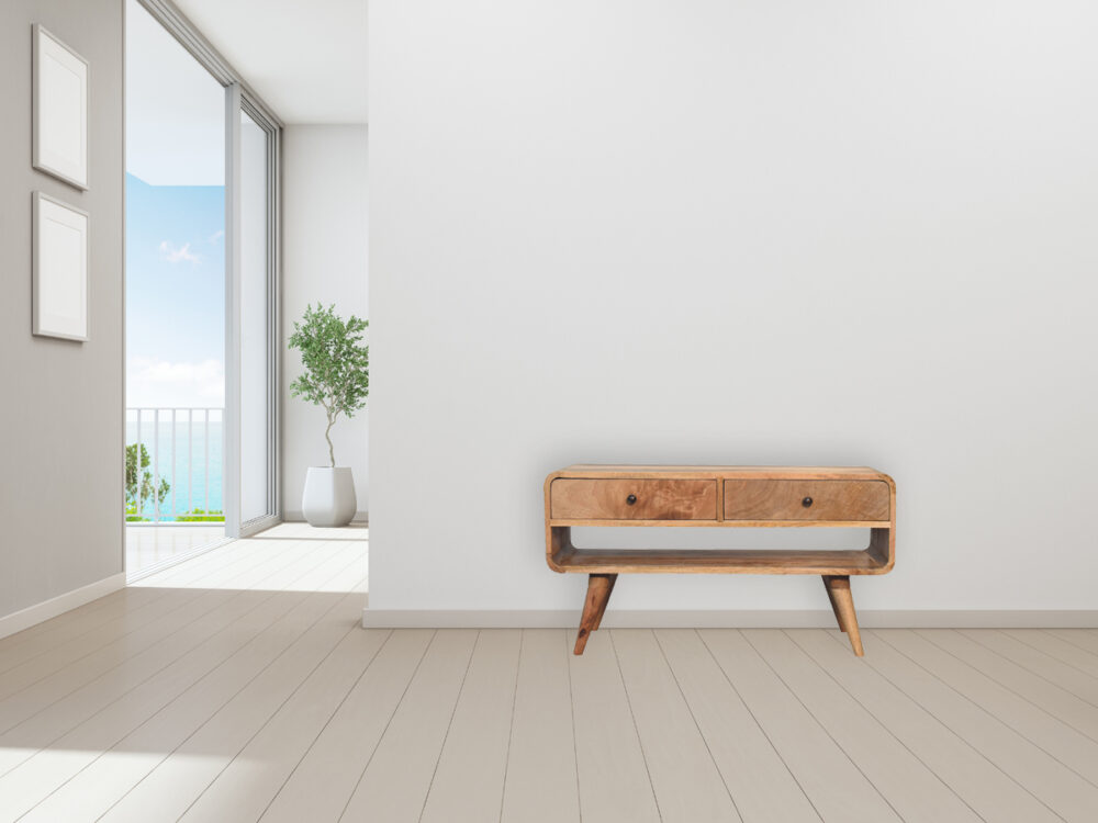 Reverse Curve Oak-ish Media Unit - Image 115