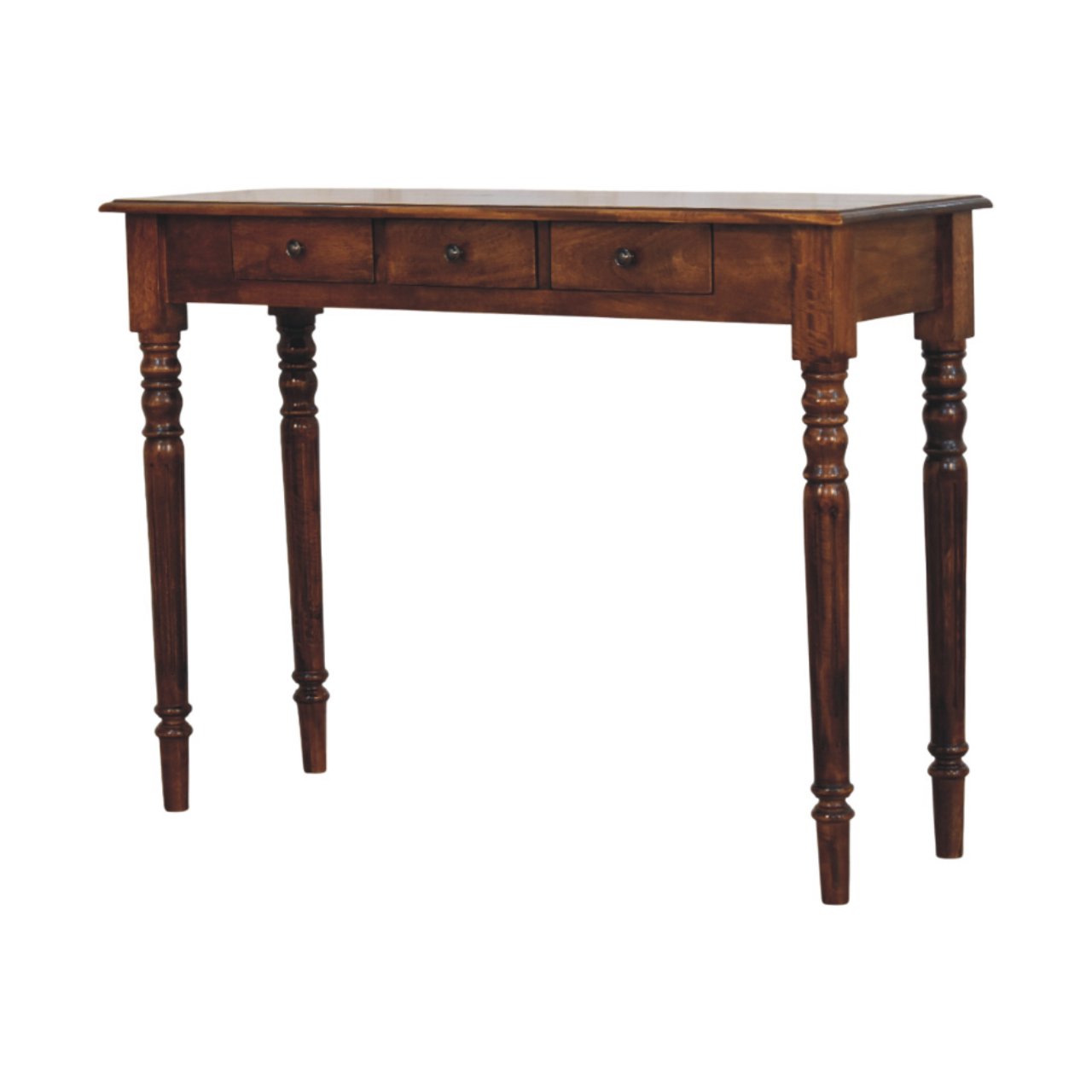 Turned Legs 3 Drawer Chestnut Console - Image 3