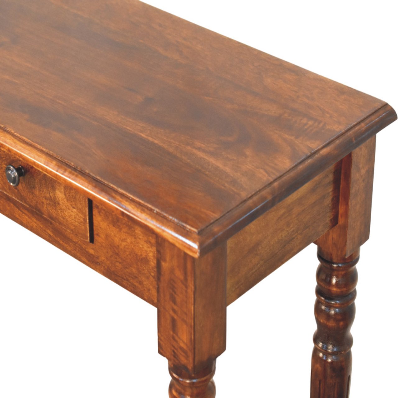Turned Legs 3 Drawer Chestnut Console - Image 5
