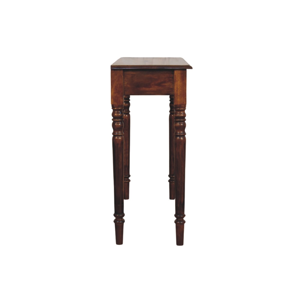 Turned Legs 3 Drawer Chestnut Console - Image 8