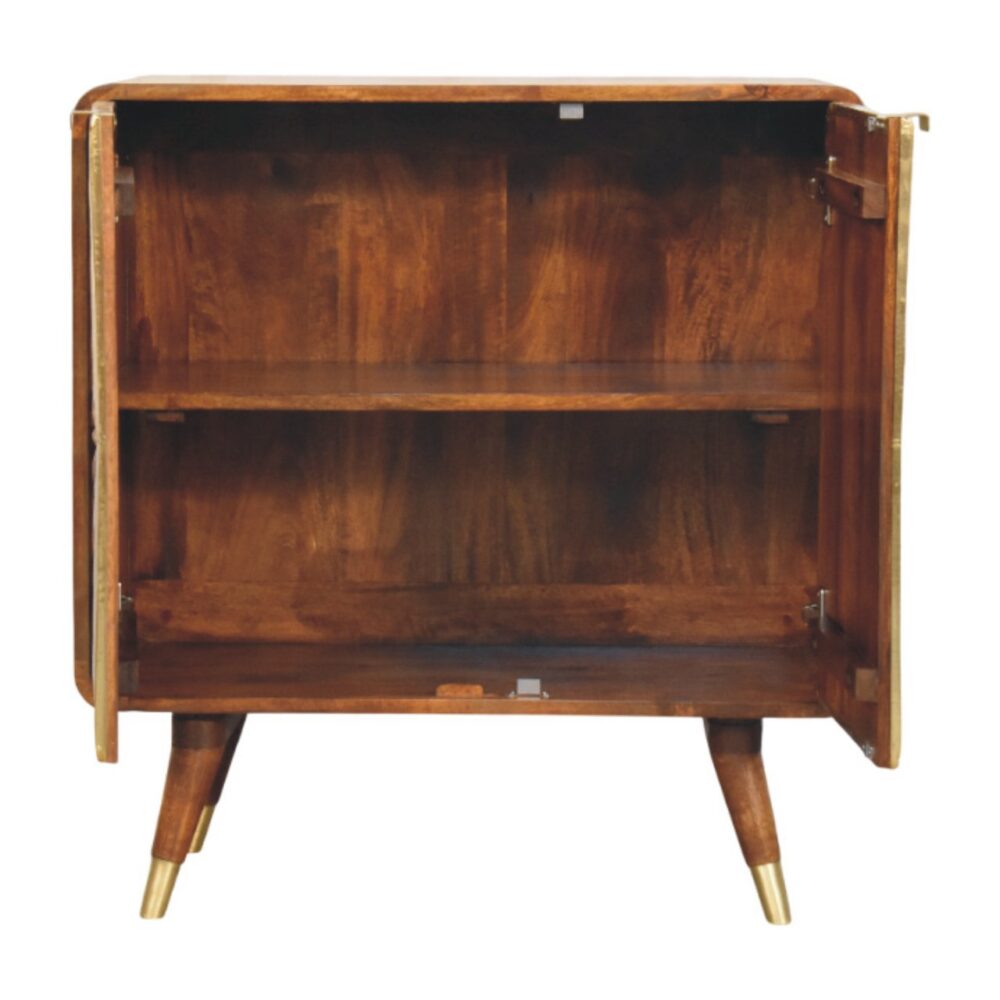 Avora Brass Embossed 2 Door Chestnut Cabinet - Image 6