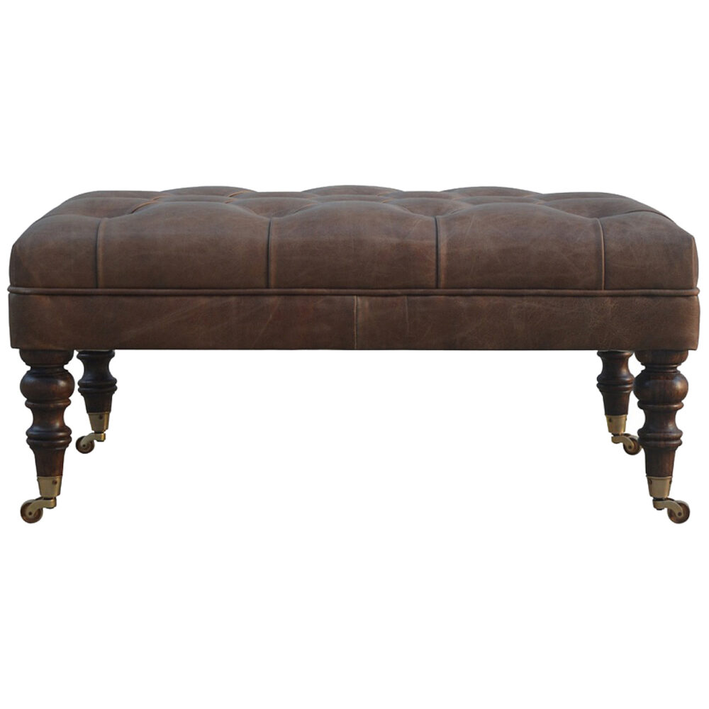 Buffalo Leather Ottoman - Image 3