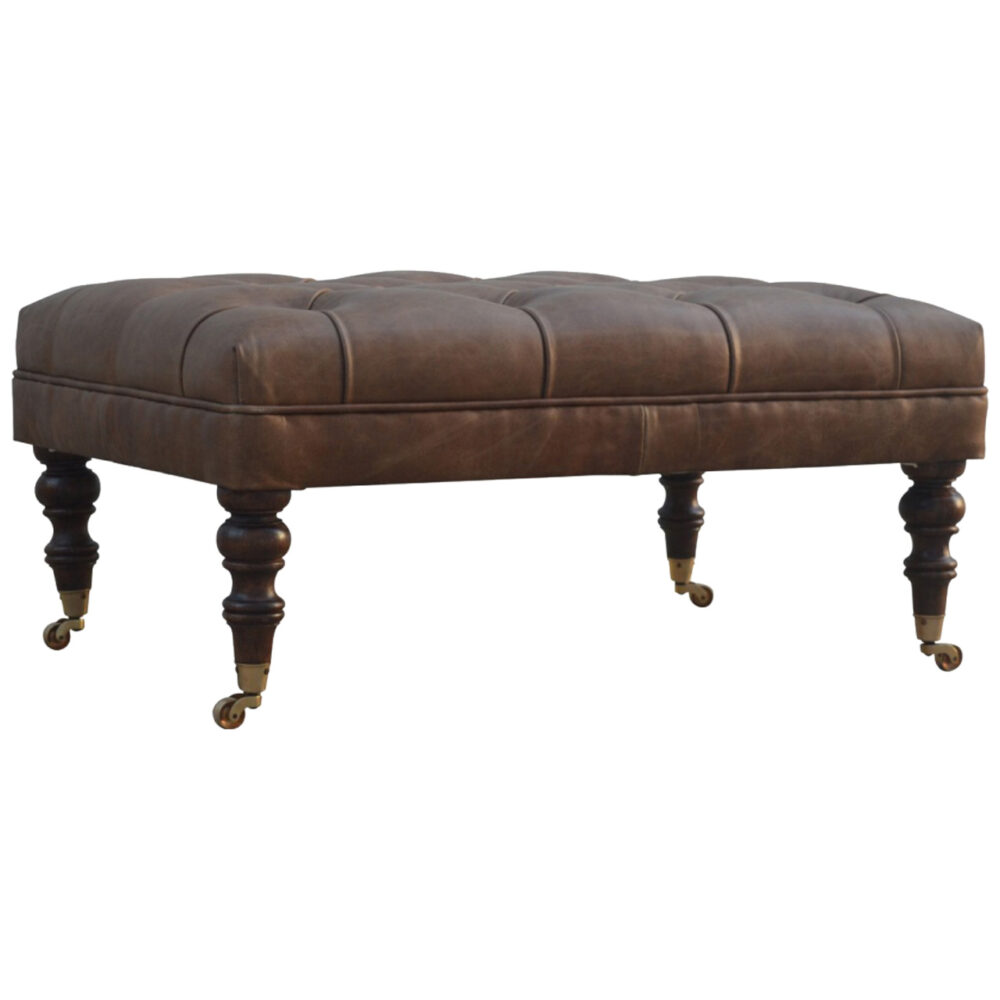 Buffalo Leather Ottoman - Image 4
