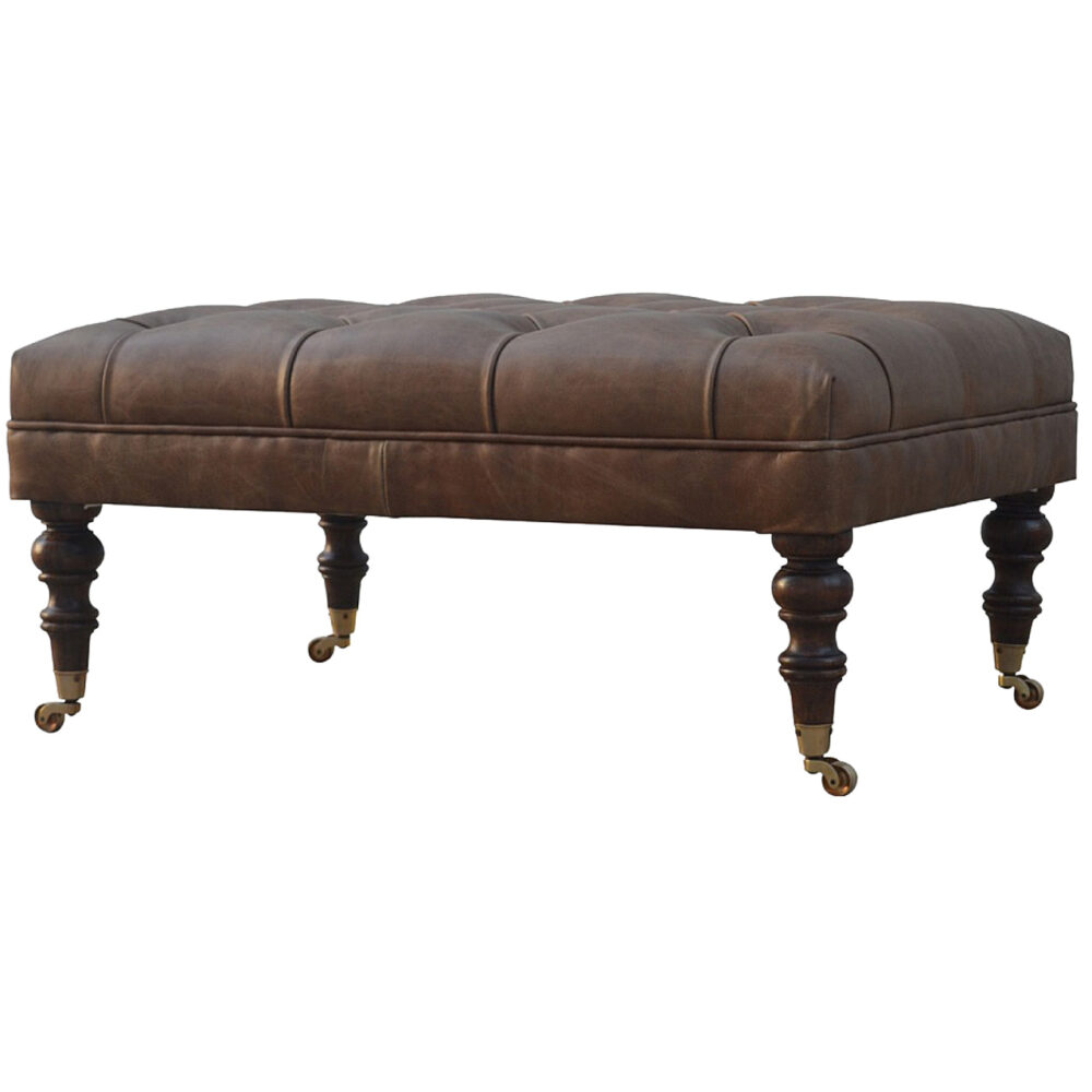 Buffalo Leather Ottoman - Image 5