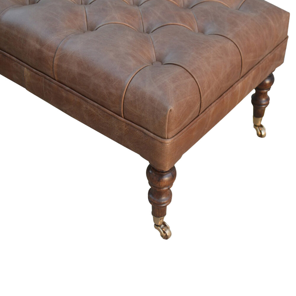 Buffalo Leather Ottoman - Image 6