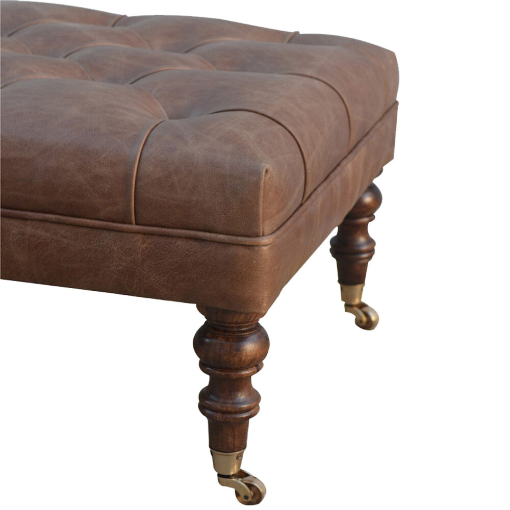 Buffalo Leather Ottoman - Image 7