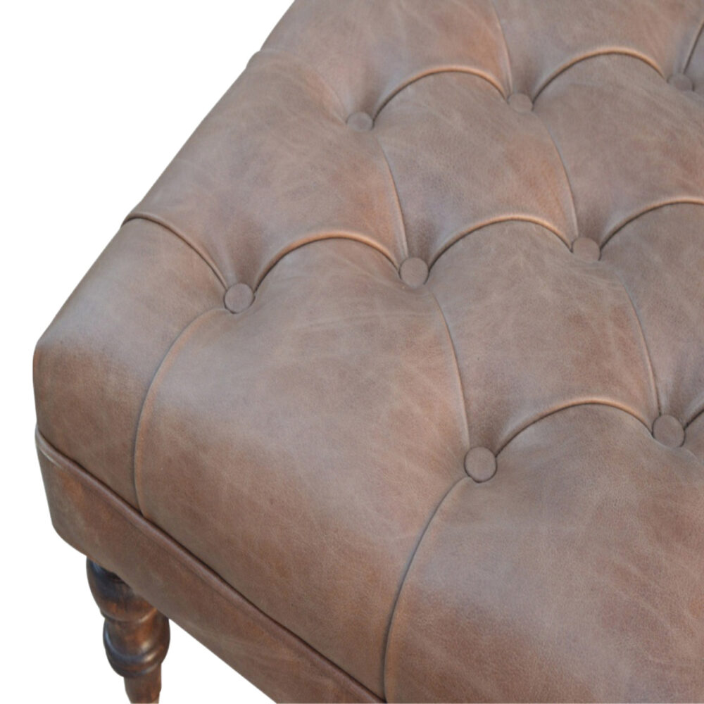 Buffalo Leather Ottoman - Image 9